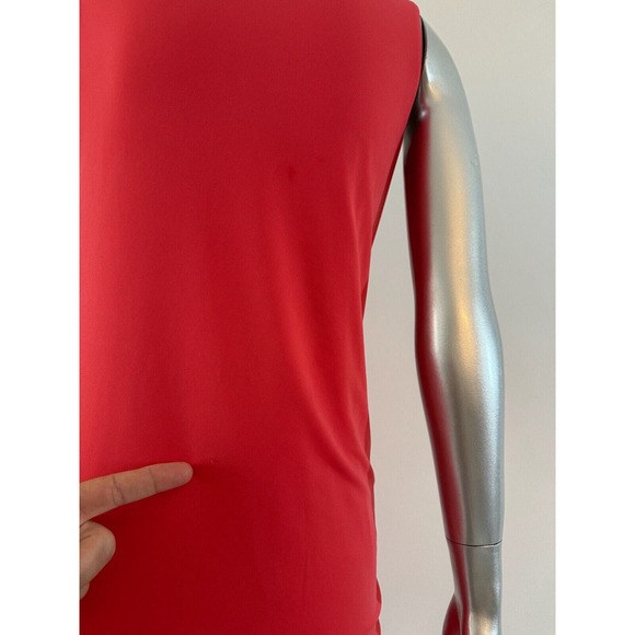 Halston Heritage stretch Dress Cowl Neck Ruched Golden Detail - Picture 11 of 14